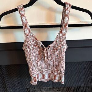 Cotton Candy Brown and White Textured Tank Top